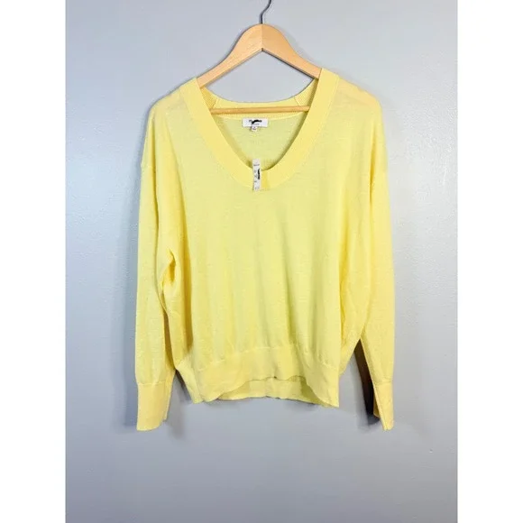 Madewell Cashmere U-Neck Pullover Iced Lemon Medium NWT - Picture 4 of 9